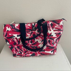 Dabney Lee Bright Pink Navy Large Tote PVC Material